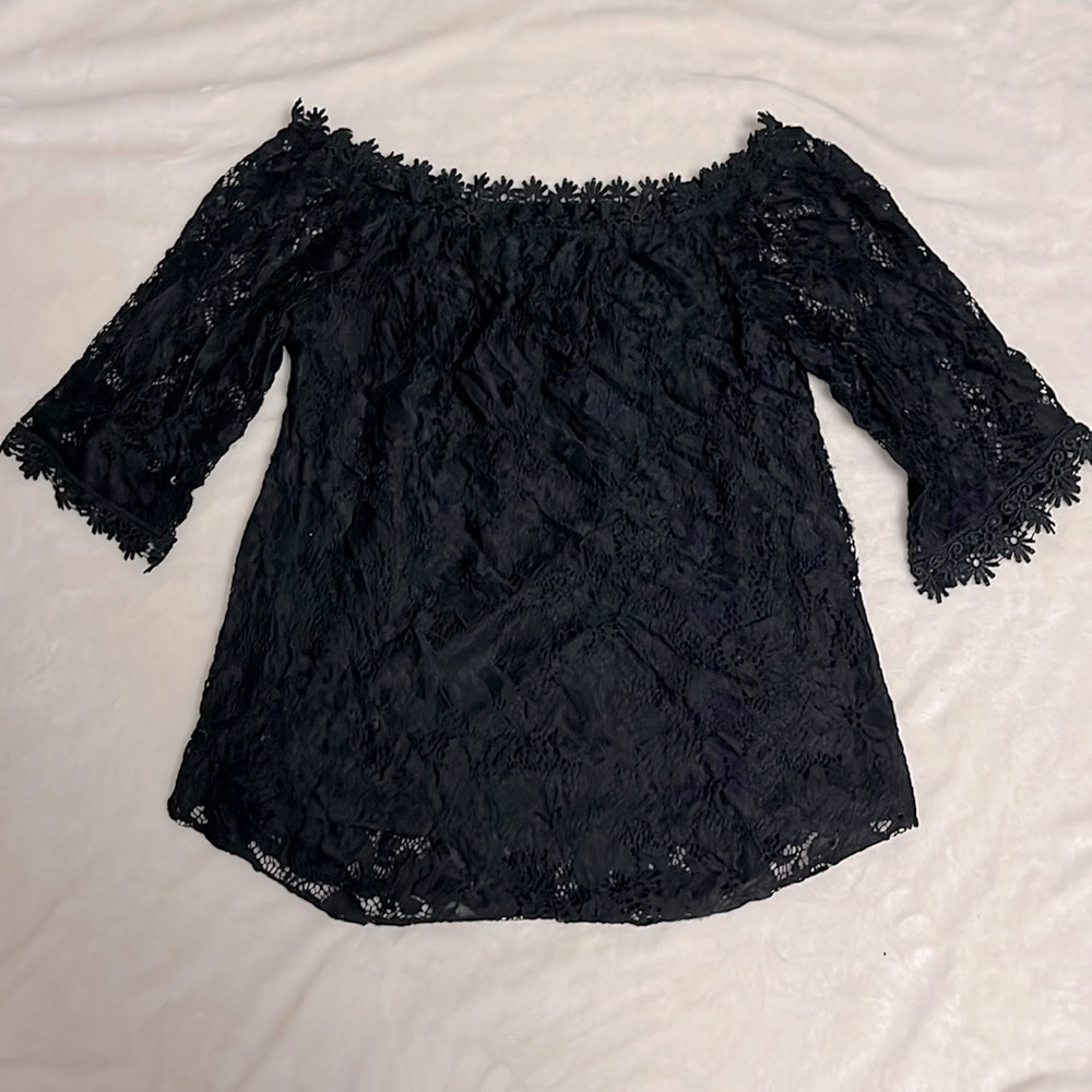 Black Lace Off-the-Shoulder Top